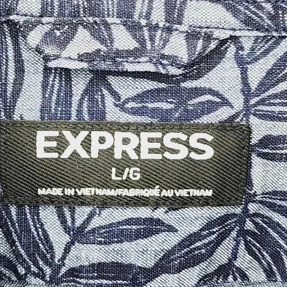 Express Cotton Button down Long sleeve  Men's L Leaves Printed All over print - Picture 4 of 6